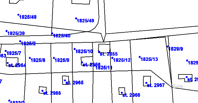 Parcela st. 2855 v KÚ Slaný, Katastrální mapa