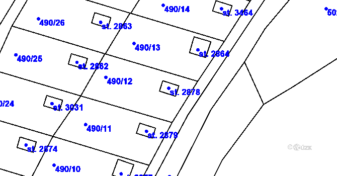 Parcela st. 2878 v KÚ Slaný, Katastrální mapa