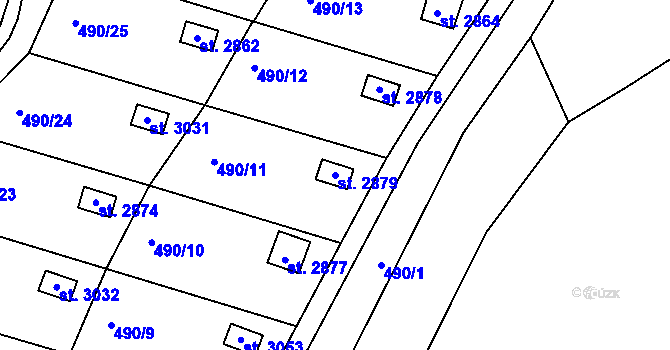 Parcela st. 2879 v KÚ Slaný, Katastrální mapa