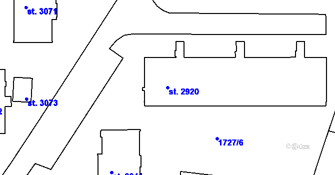 Parcela st. 2920 v KÚ Slaný, Katastrální mapa
