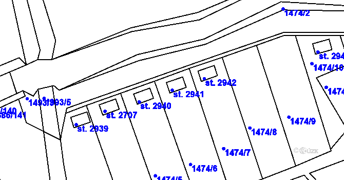 Parcela st. 2941 v KÚ Slaný, Katastrální mapa