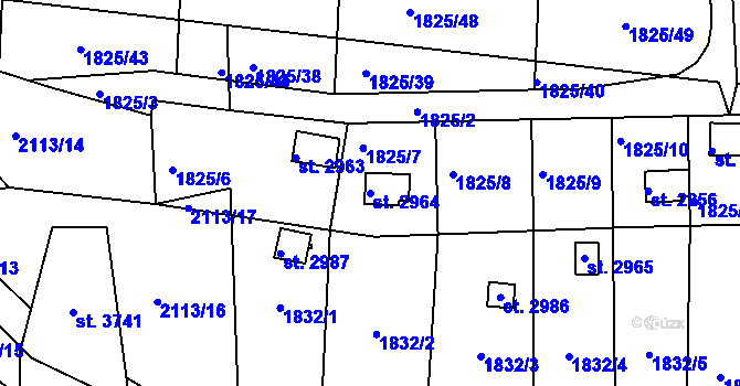 Parcela st. 2964 v KÚ Slaný, Katastrální mapa