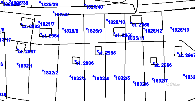Parcela st. 2965 v KÚ Slaný, Katastrální mapa