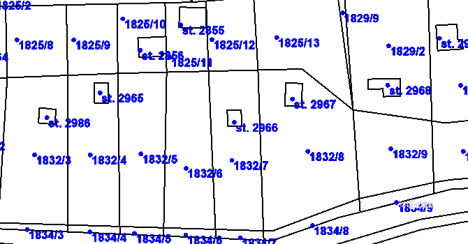 Parcela st. 2966 v KÚ Slaný, Katastrální mapa