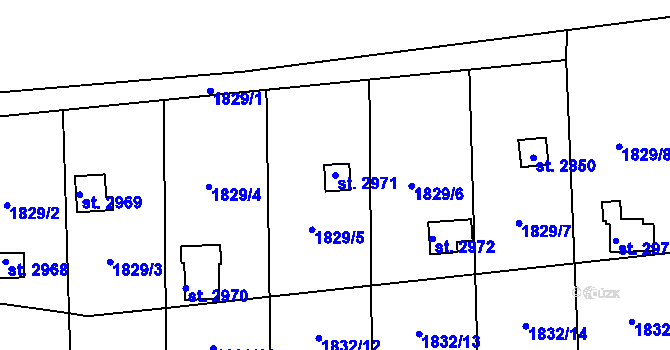 Parcela st. 2971 v KÚ Slaný, Katastrální mapa