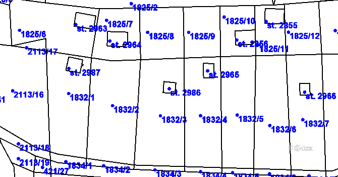 Parcela st. 2986 v KÚ Slaný, Katastrální mapa