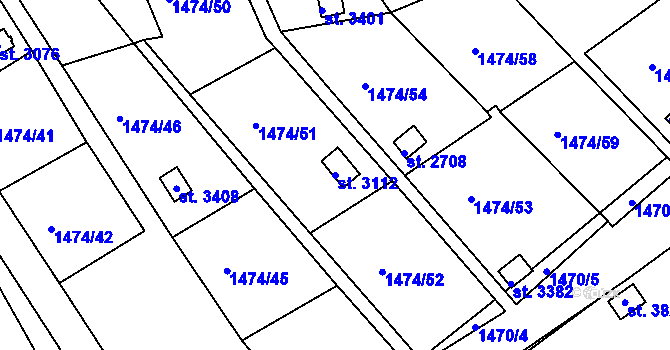 Parcela st. 3112 v KÚ Slaný, Katastrální mapa