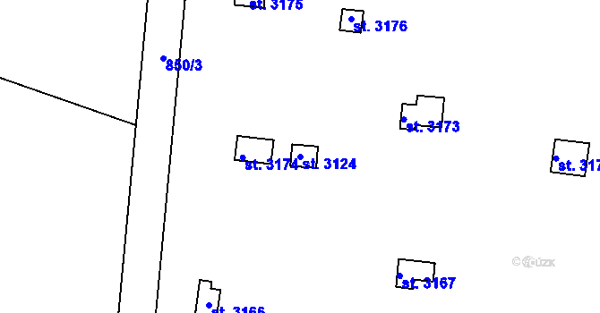 Parcela st. 3124 v KÚ Slaný, Katastrální mapa