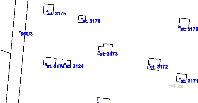 Parcela st. 3173 v KÚ Slaný, Katastrální mapa