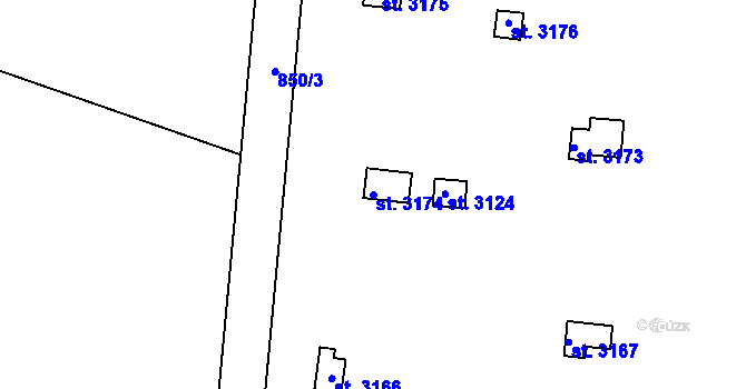 Parcela st. 3174 v KÚ Slaný, Katastrální mapa