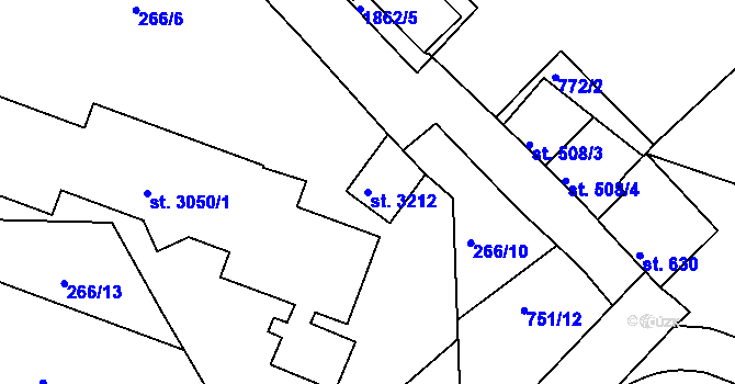 Parcela st. 3212 v KÚ Slaný, Katastrální mapa