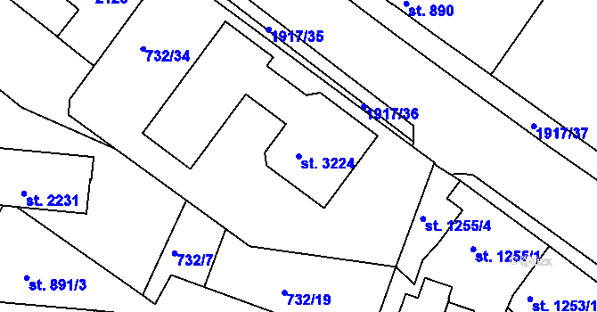 Parcela st. 3224 v KÚ Slaný, Katastrální mapa