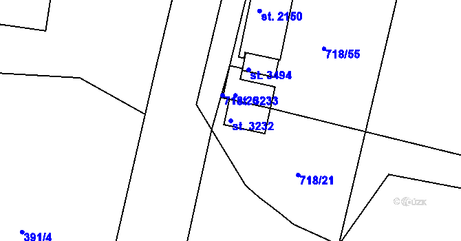 Parcela st. 3232 v KÚ Slaný, Katastrální mapa