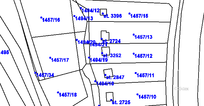 Parcela st. 3252 v KÚ Slaný, Katastrální mapa