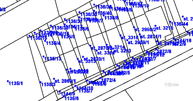Parcela st. 3314 v KÚ Slaný, Katastrální mapa