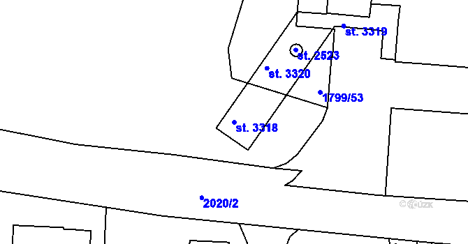 Parcela st. 3318 v KÚ Slaný, Katastrální mapa