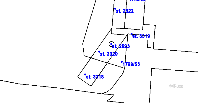 Parcela st. 3320 v KÚ Slaný, Katastrální mapa
