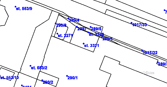 Parcela st. 3321 v KÚ Slaný, Katastrální mapa