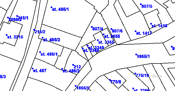 Parcela st. 3349 v KÚ Slaný, Katastrální mapa