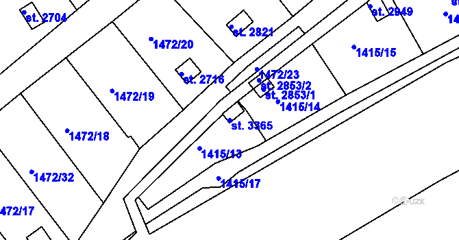 Parcela st. 3365 v KÚ Slaný, Katastrální mapa