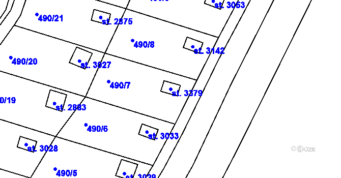 Parcela st. 3379 v KÚ Slaný, Katastrální mapa