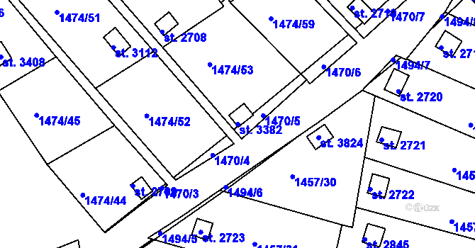 Parcela st. 3382 v KÚ Slaný, Katastrální mapa