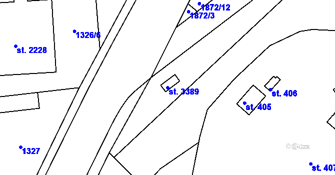 Parcela st. 3389 v KÚ Slaný, Katastrální mapa