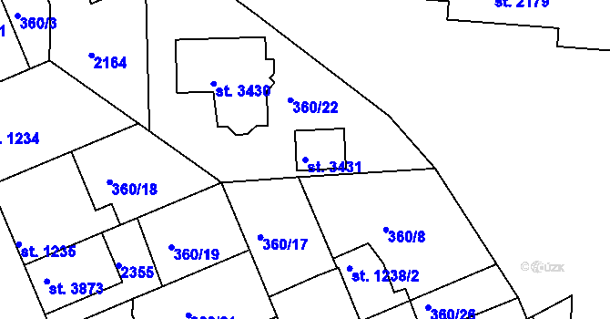 Parcela st. 3431 v KÚ Slaný, Katastrální mapa