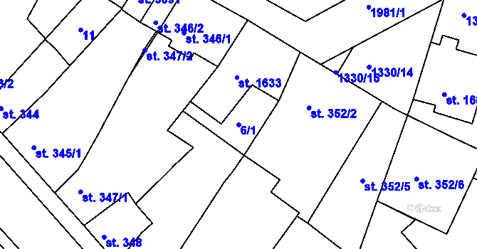 Parcela st. 6/1 v KÚ Slaný, Katastrální mapa