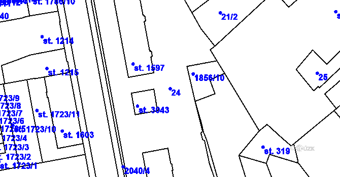 Parcela st. 24 v KÚ Slaný, Katastrální mapa