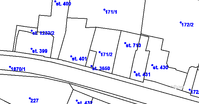 Parcela st. 171/2 v KÚ Slaný, Katastrální mapa