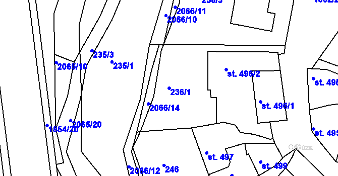 Parcela st. 236/1 v KÚ Slaný, Katastrální mapa