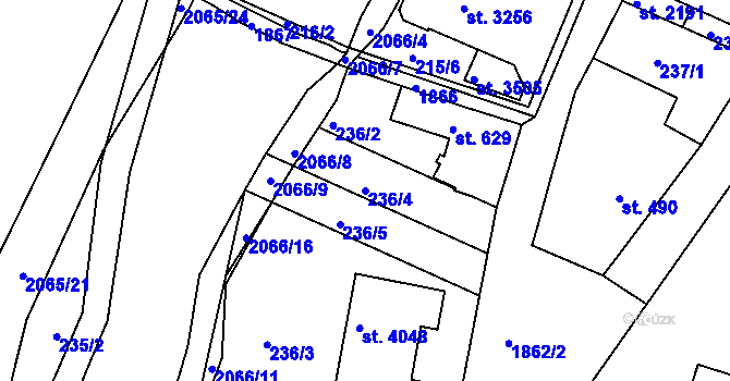Parcela st. 236/4 v KÚ Slaný, Katastrální mapa