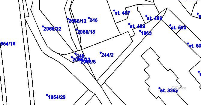 Parcela st. 244/2 v KÚ Slaný, Katastrální mapa