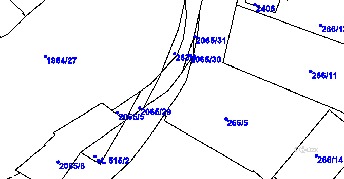 Parcela st. 266/15 v KÚ Slaný, Katastrální mapa