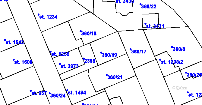 Parcela st. 360/19 v KÚ Slaný, Katastrální mapa