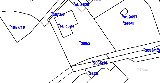 Parcela st. 369/2 v KÚ Slaný, Katastrální mapa