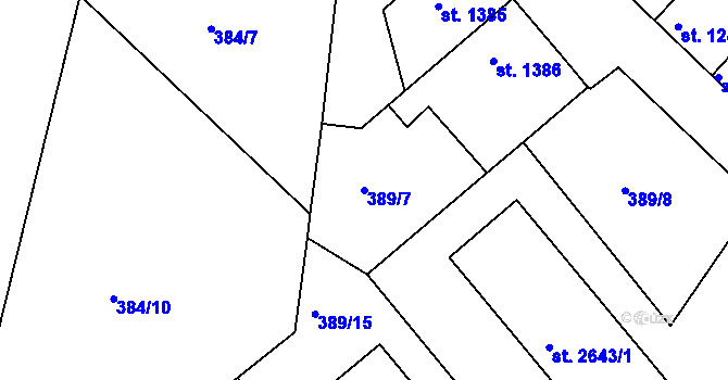 Parcela st. 389/7 v KÚ Slaný, Katastrální mapa
