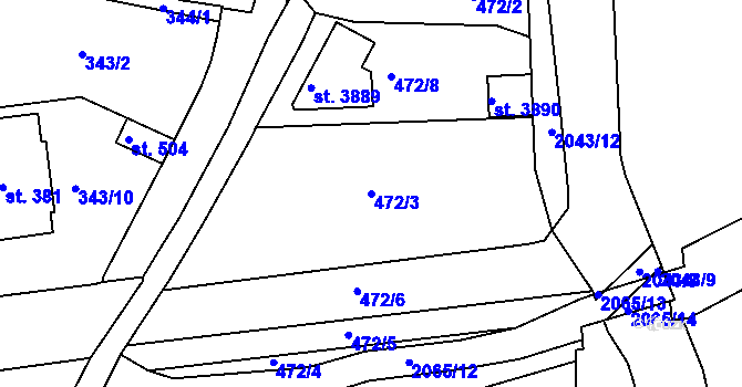 Parcela st. 472/3 v KÚ Slaný, Katastrální mapa