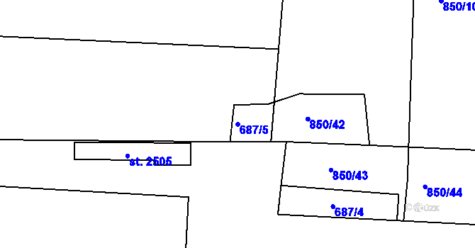 Parcela st. 687/5 v KÚ Slaný, Katastrální mapa