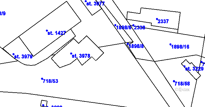Parcela st. 718/12 v KÚ Slaný, Katastrální mapa