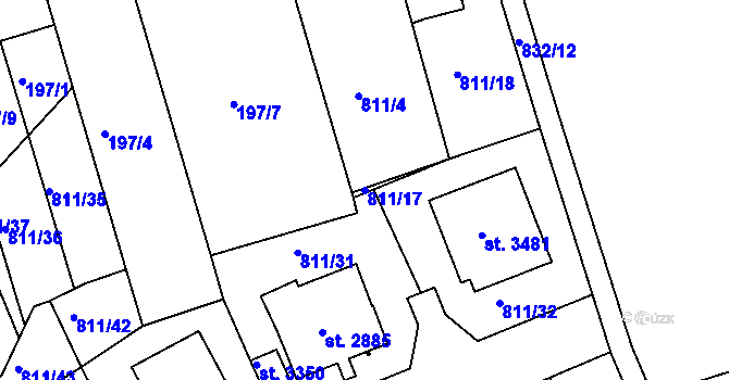 Parcela st. 811/17 v KÚ Slaný, Katastrální mapa