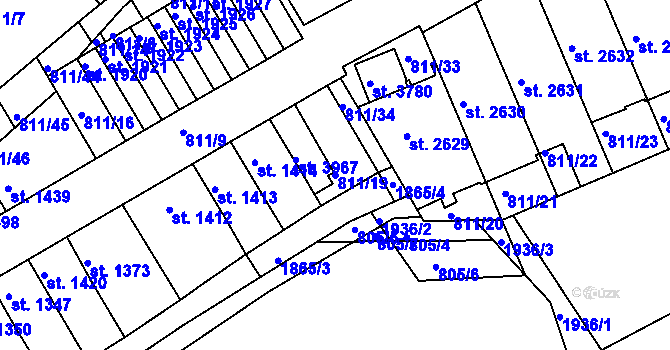 Parcela st. 811/19 v KÚ Slaný, Katastrální mapa