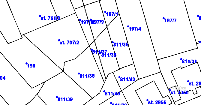 Parcela st. 811/36 v KÚ Slaný, Katastrální mapa