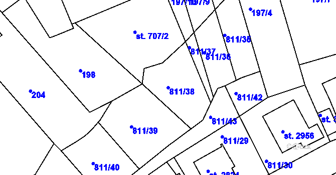 Parcela st. 811/38 v KÚ Slaný, Katastrální mapa
