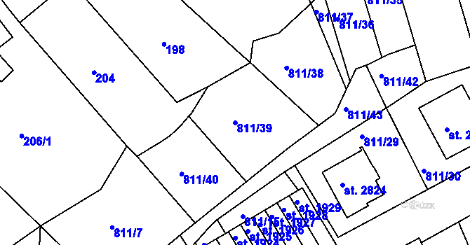 Parcela st. 811/39 v KÚ Slaný, Katastrální mapa
