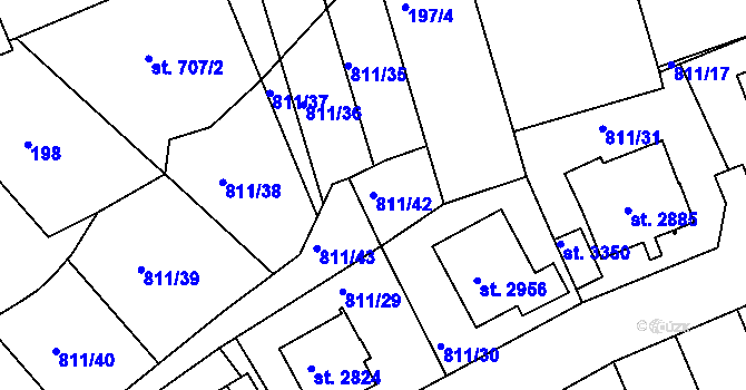 Parcela st. 811/42 v KÚ Slaný, Katastrální mapa