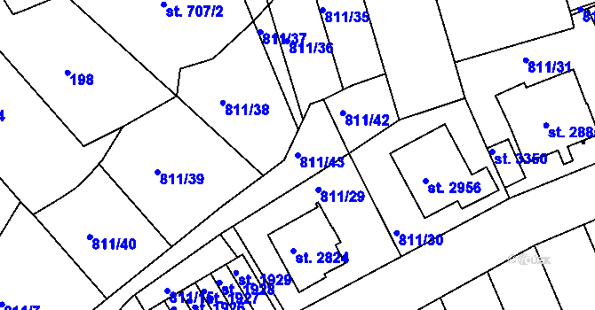Parcela st. 811/43 v KÚ Slaný, Katastrální mapa