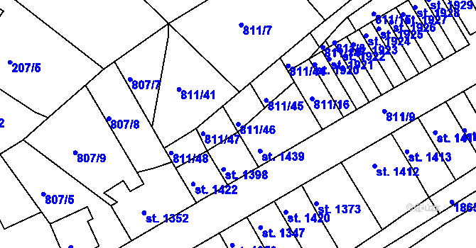 Parcela st. 811/46 v KÚ Slaný, Katastrální mapa