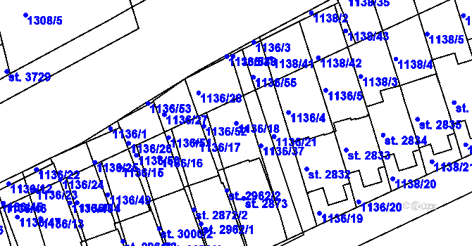 Parcela st. 1136/18 v KÚ Slaný, Katastrální mapa